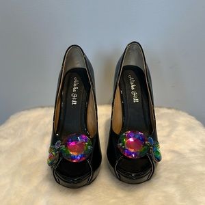 Black Heels with Multicolor/Iridescent Gems